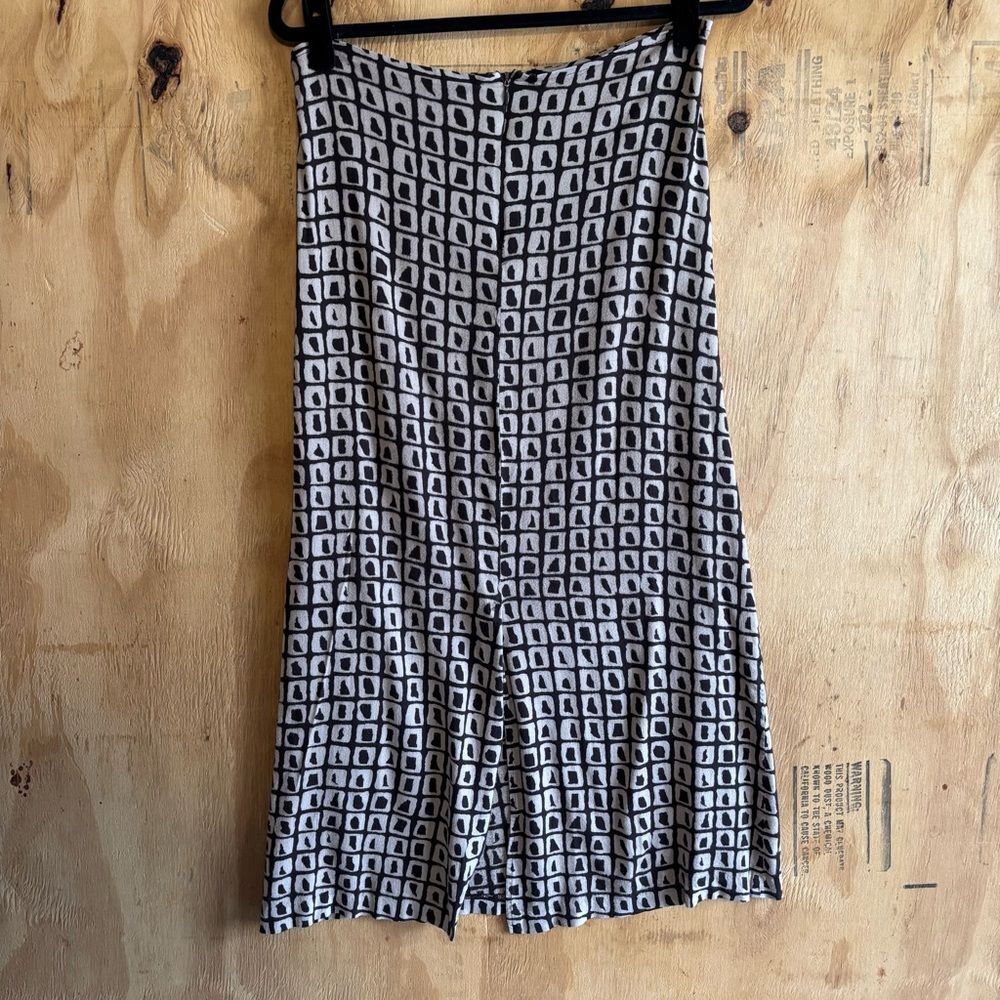 Vintage Express Brown Abstract Print Midi Pencil Skirt Sz 9/10 - Picture 4 of 8